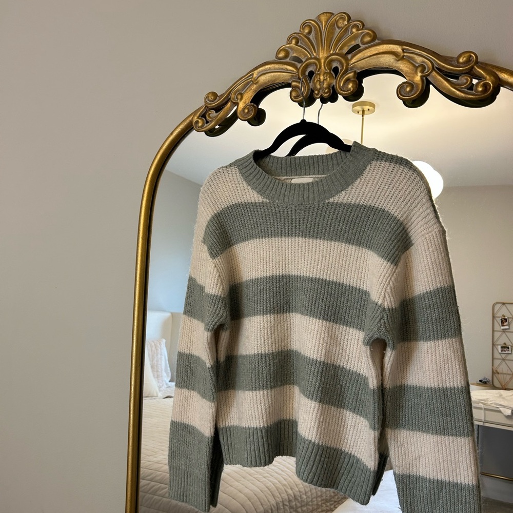 Striped Green and Cream Sweater